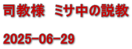 司教様　ミサ中の説教  2025-06-29